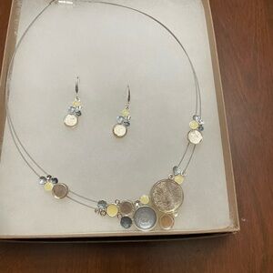 Elegant Two-Tone Necklace and Earring Set